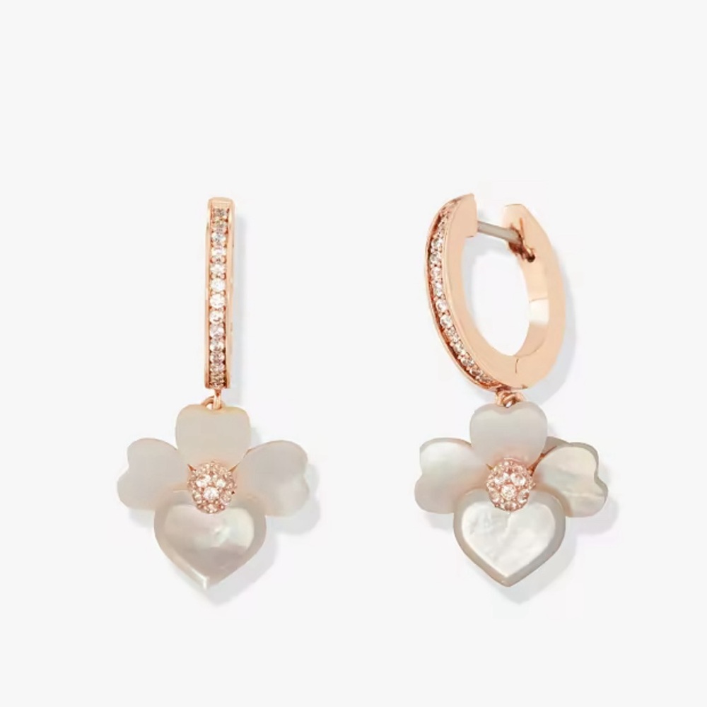 Kate Spade “Precious Pansy Pavé Drop Mini Hoops”